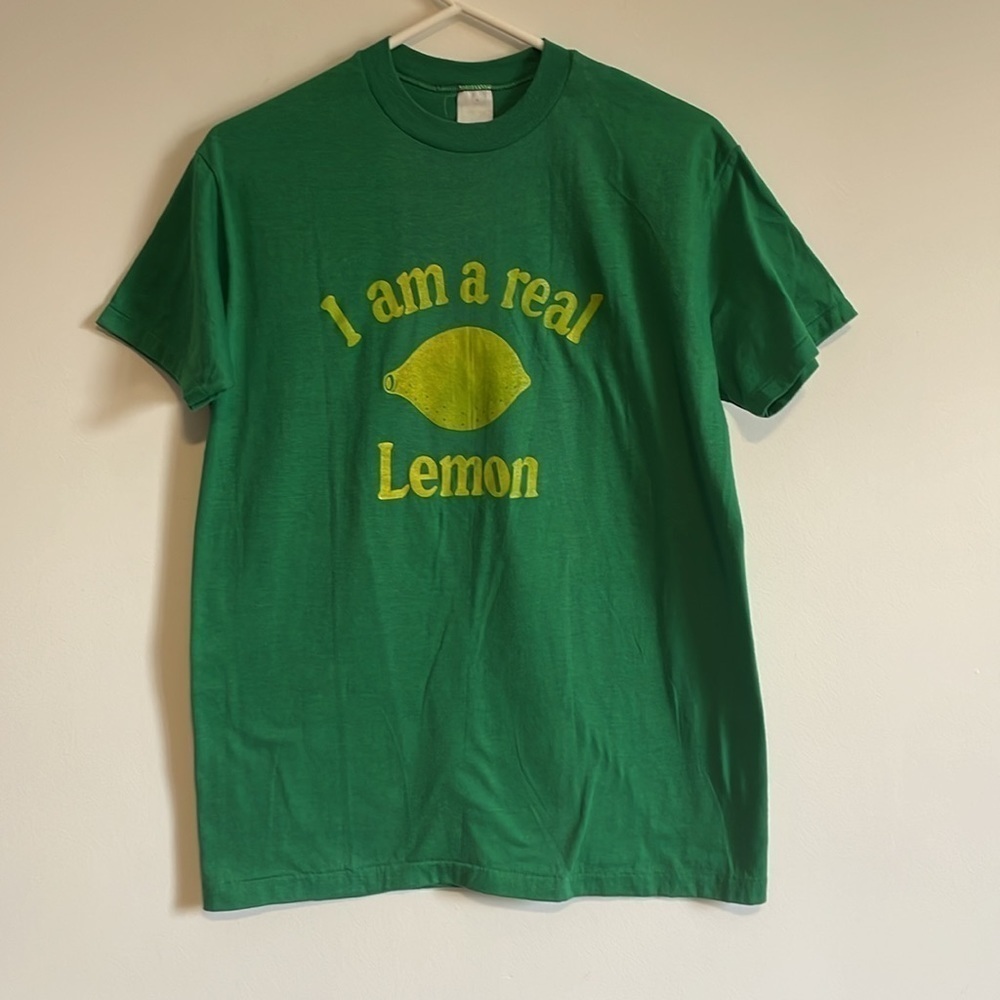 VTG I’m A Real Lemon T-Shirt Large Green Yellow Single Stitch Graphic Tee